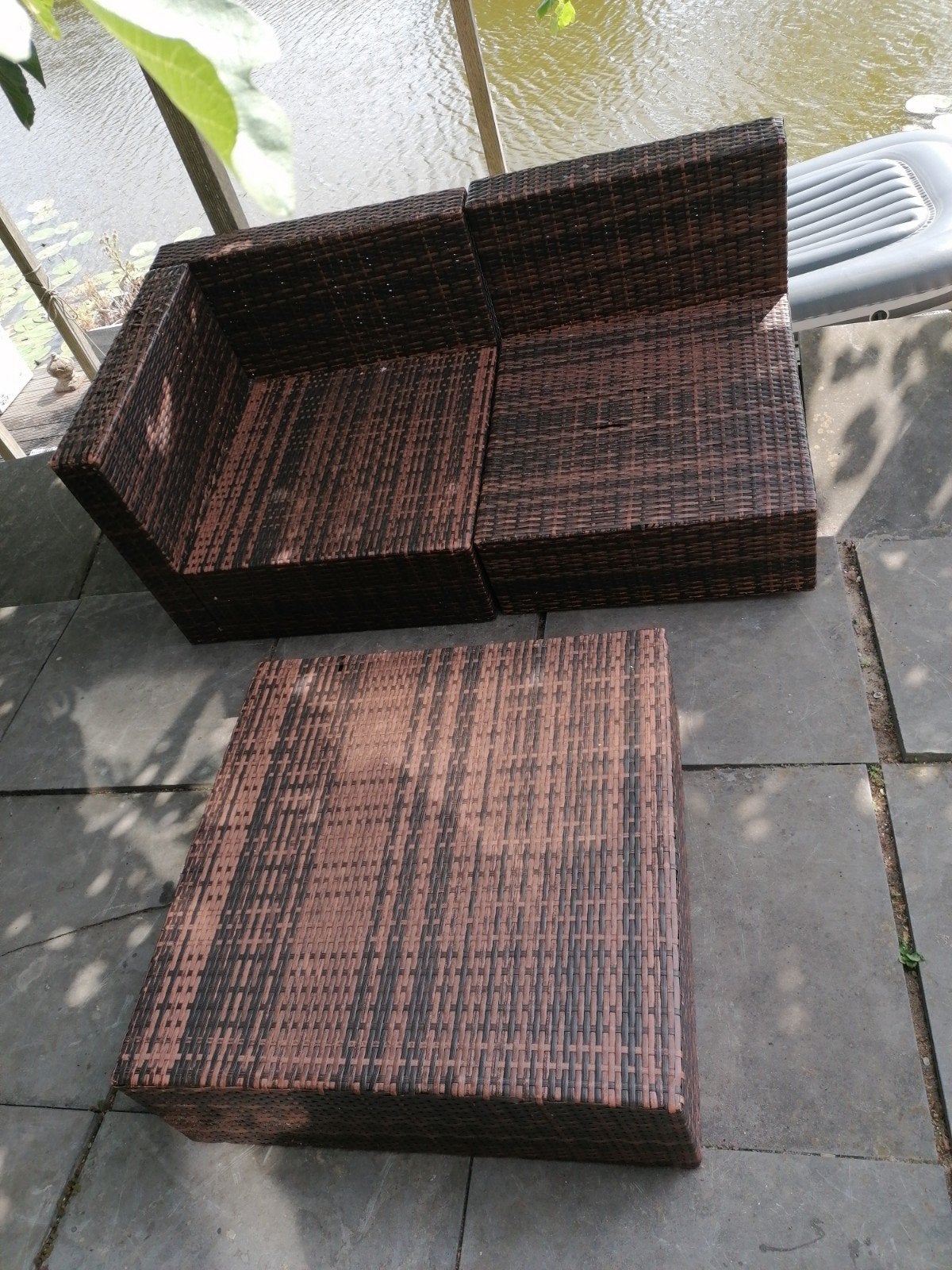 Bruin/zwart kleine tuinmeubelset gebruikt, 2 zitplaatsen, Gebruikt, Bank, Ophalen of Verzenden