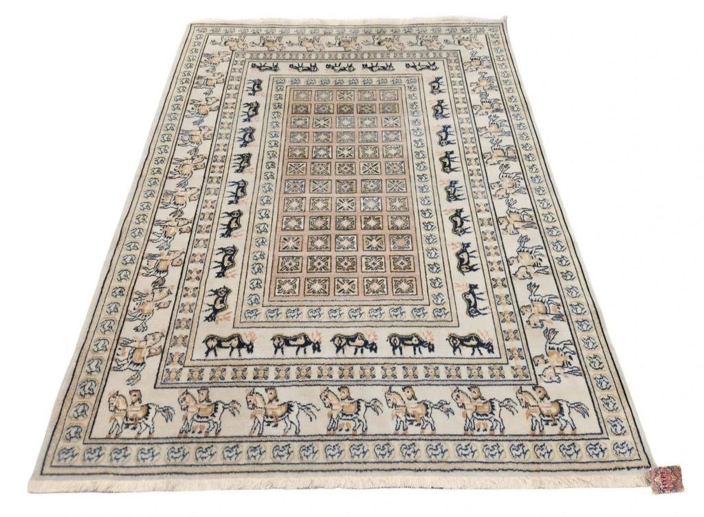 Vintage Perzisch wol Pazyryk Samarkand vloerkleed 140x200cm, Onbekend@voorbeeld.com, 100 tot 150 cm, Onbekend, Zo goed als nieuw