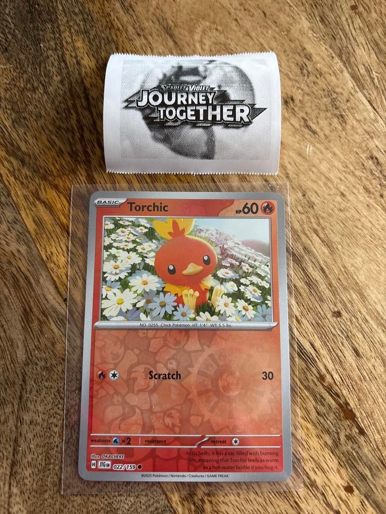 Pokémon Kaart Torchic 022/159 - Journey Together, Ophalen of Verzenden, Zo goed als nieuw, Losse kaart