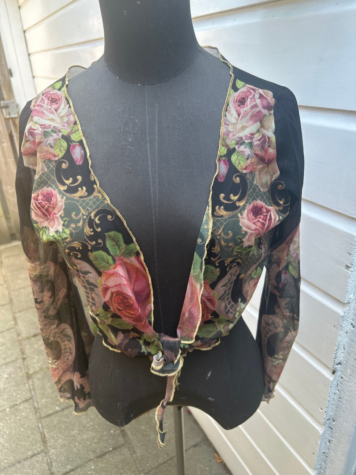 Prachtige Michal Negrin top met rozenprint, maat M, Maat 38/40 (M), Meerkleurig, Ophalen of Verzenden, Lange mouw