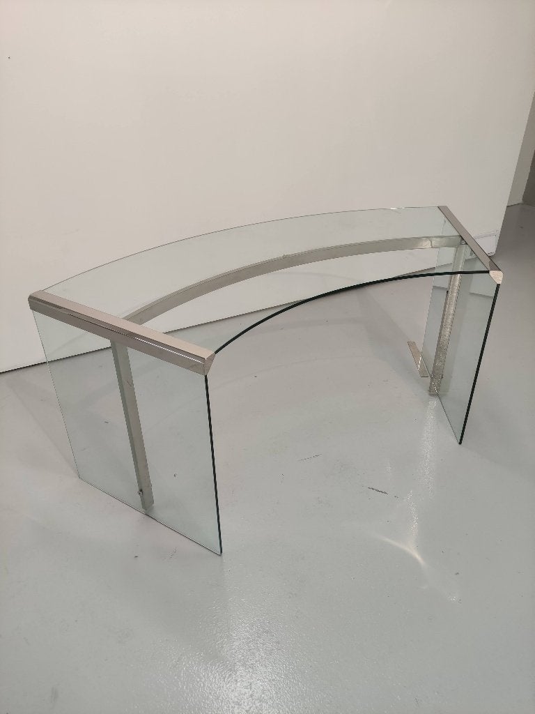 Glazen bureau, design door Gallotti & Radice, Italië '70s, Gebruikt, Verzenden, 50 tot 100 cm, Glas