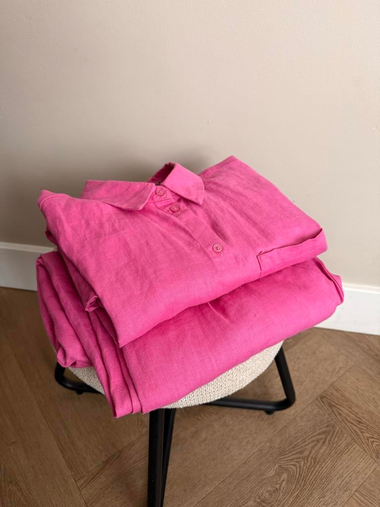 NA-KD Roze Linnen Broek Maat 40 & Blouse Maat 38, Maat 38/40 (M), Ophalen of Verzenden, Roze, Lang
