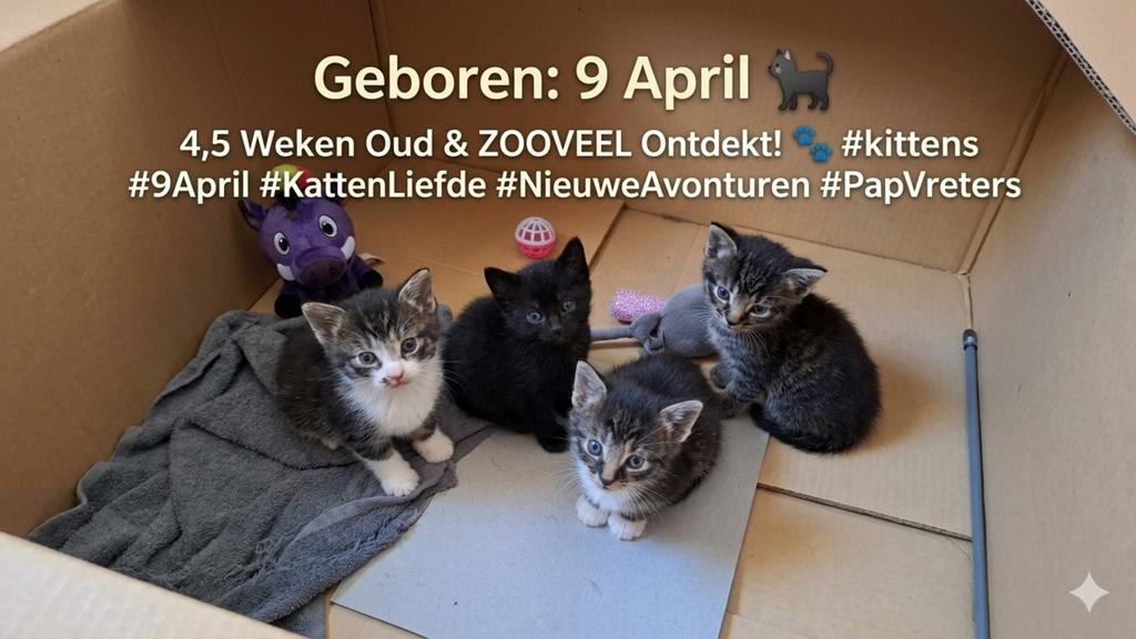 ​4 super lieve & sociale kittens zoeken een fijn thuis!, Dieren en Toebehoren, Katten en Kittens | Overige Katten, Meerdere dieren