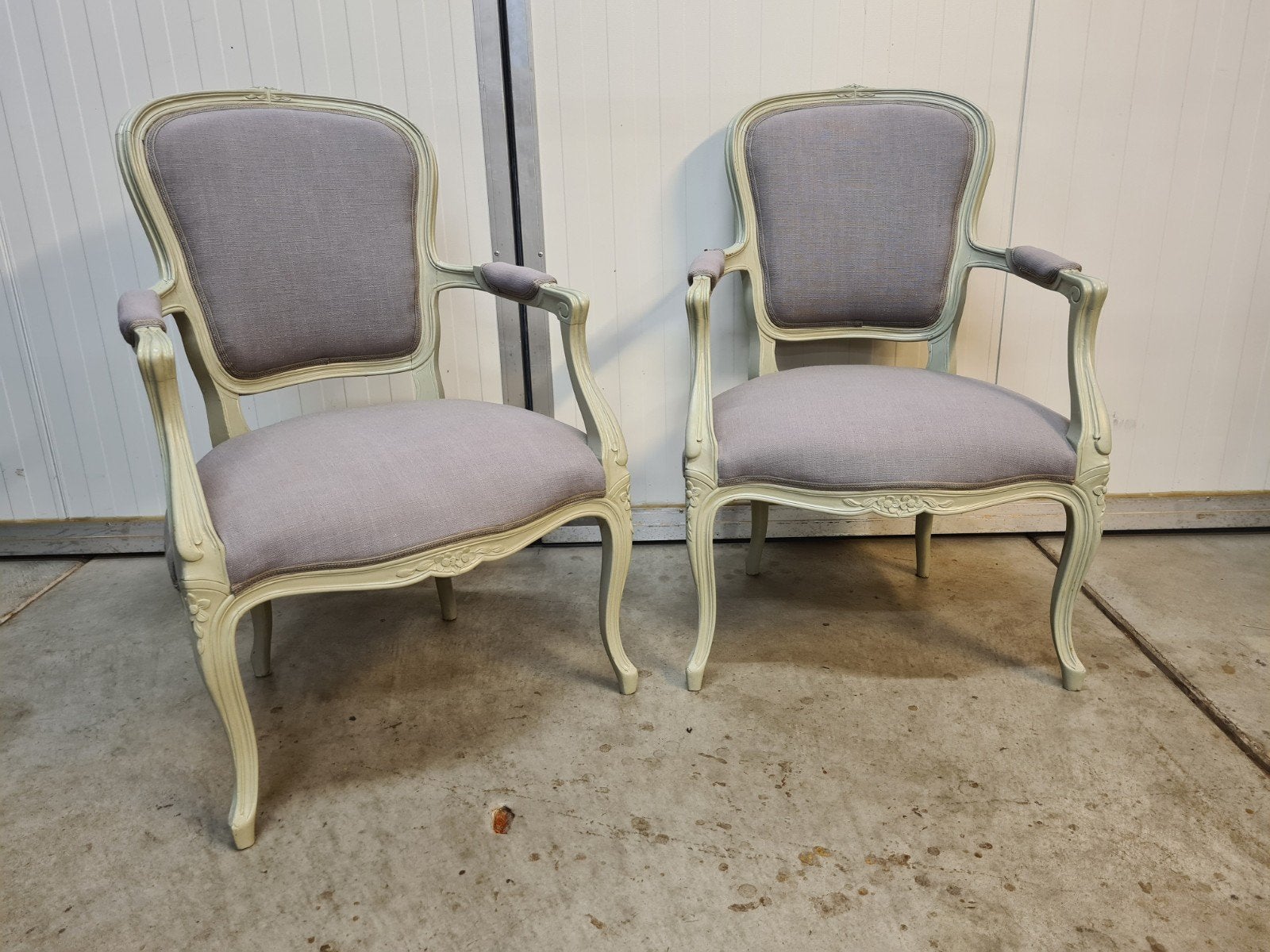 Fauteuils, armstoelen, 2 stoelen, louis xv stijl, TEAB, Ophalen, Minder dan 75 cm, Zo goed als nieuw, Stof