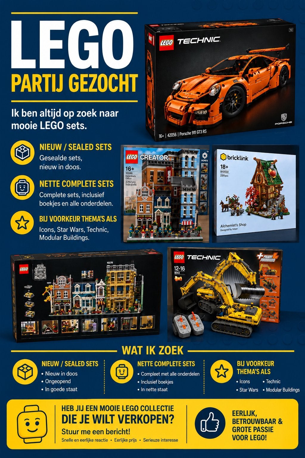Lego partij (sets)  gezocht, Ophalen, Zo goed als nieuw