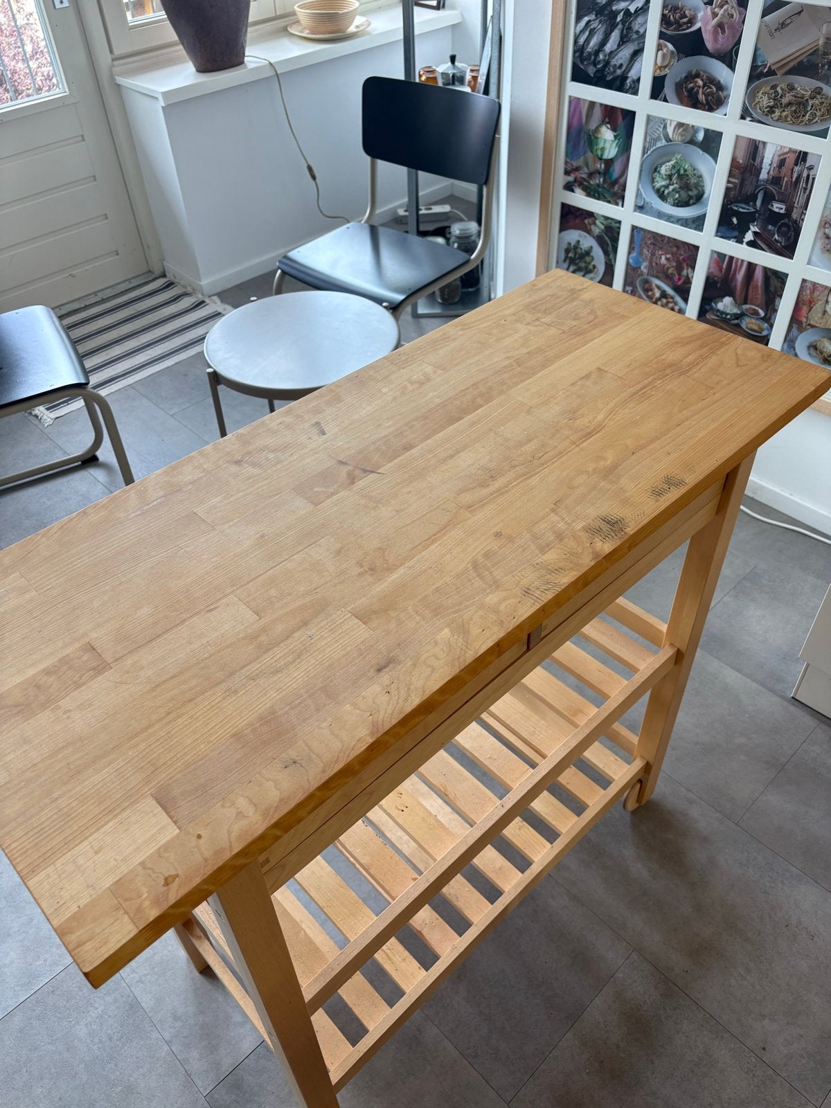IKEA FÖRHÖJA Keukentrolley / Roltafel - Berkenhout, Huis en Inrichting, Gebruikt, Hout, IKEA, Keukentrolley