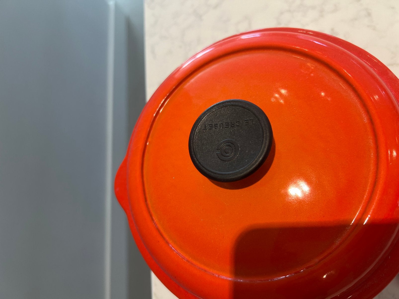 Le Creuset Cassadou 20 cm Vulcanic Orange heel goede staat, Ophalen of Verzenden, Zo goed als nieuw, Le Creuset, Nvt