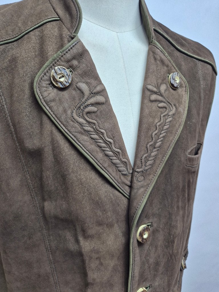 Leren vest Duits Jager Trachten, maat 52, Maat 52/54 (L), Landhaus, Bruin, Ophalen of Verzenden