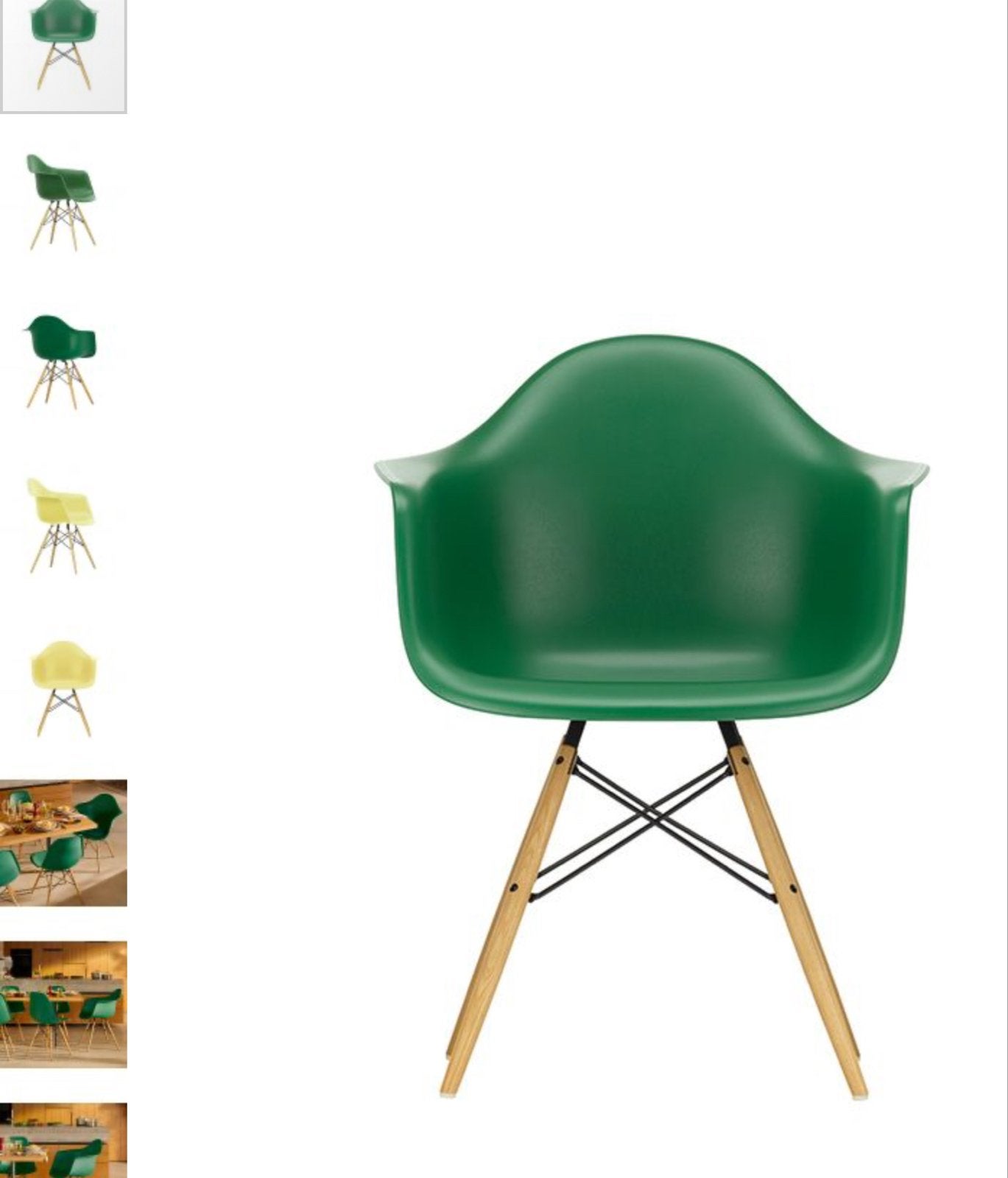 Vitra Eames Plastic Armchair RE DAW stoel - Groen, Ophalen, Gebruikt, Overige kleuren, Eén