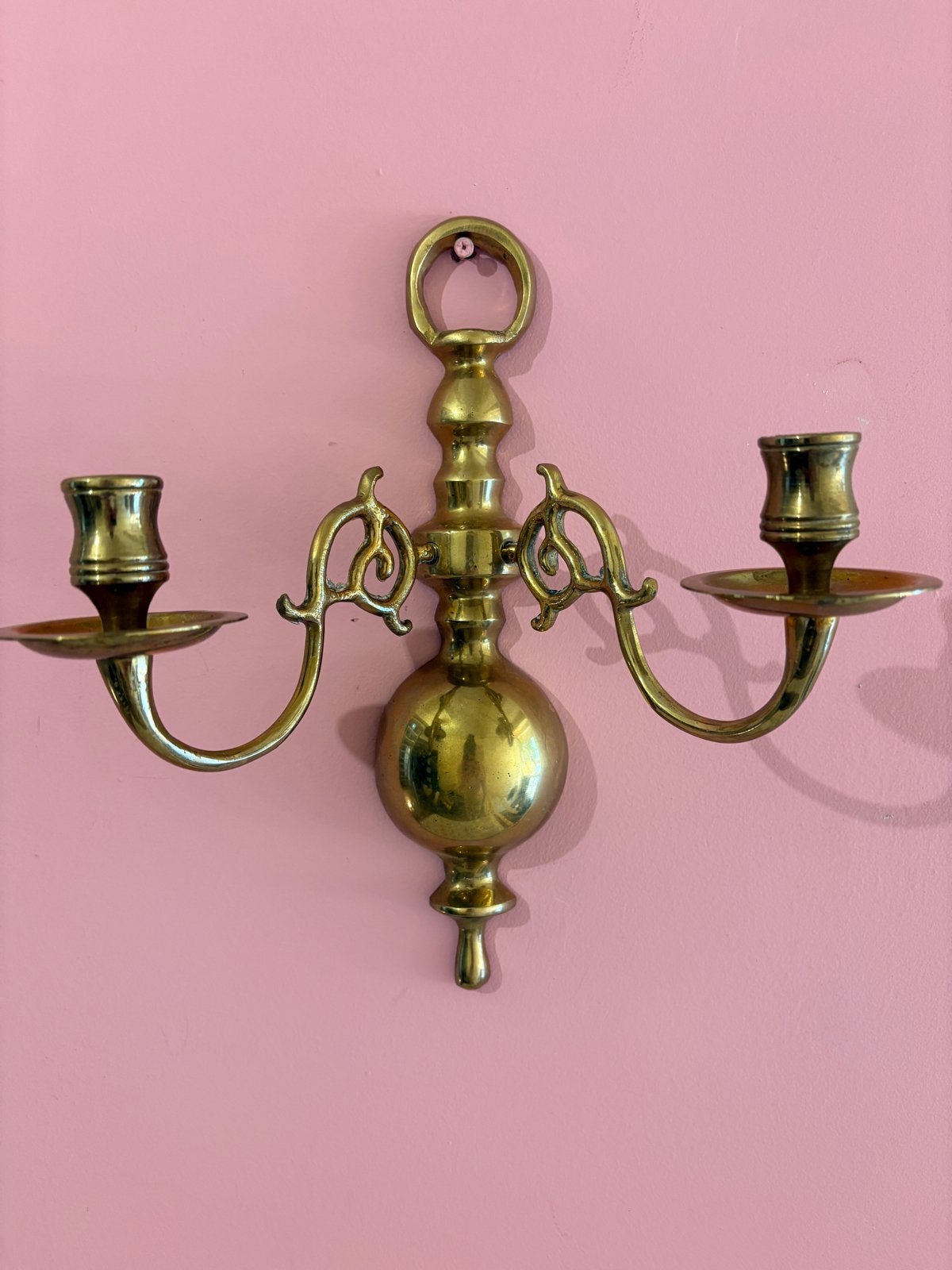 Vintage Messing Wandkandelaar - Prachtige Staat, Antiek en Kunst, Ophalen of Verzenden, Koper of Brons