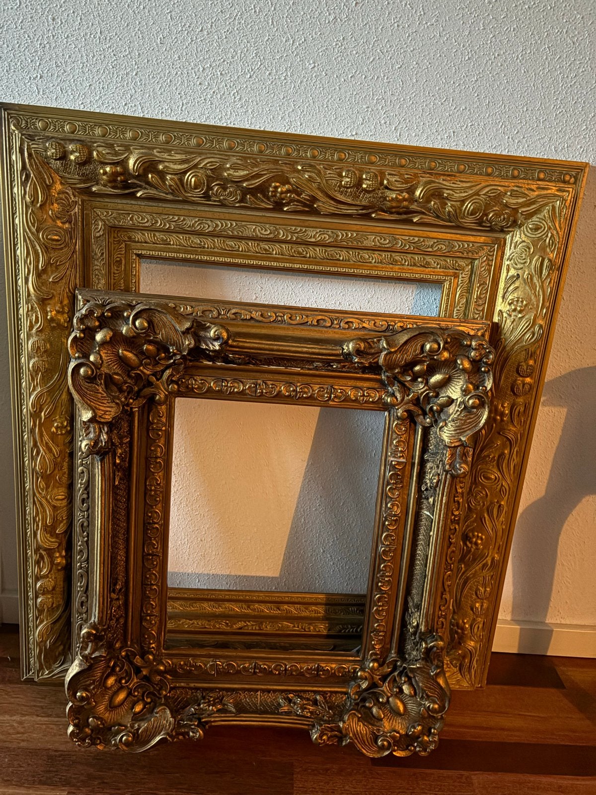 Set van 2 Barokke Gouden Schilderijlijsten (36x46cm & 50x60c, Huis en Inrichting, Gebruikt, Schilderijlijst, Ophalen of Verzenden