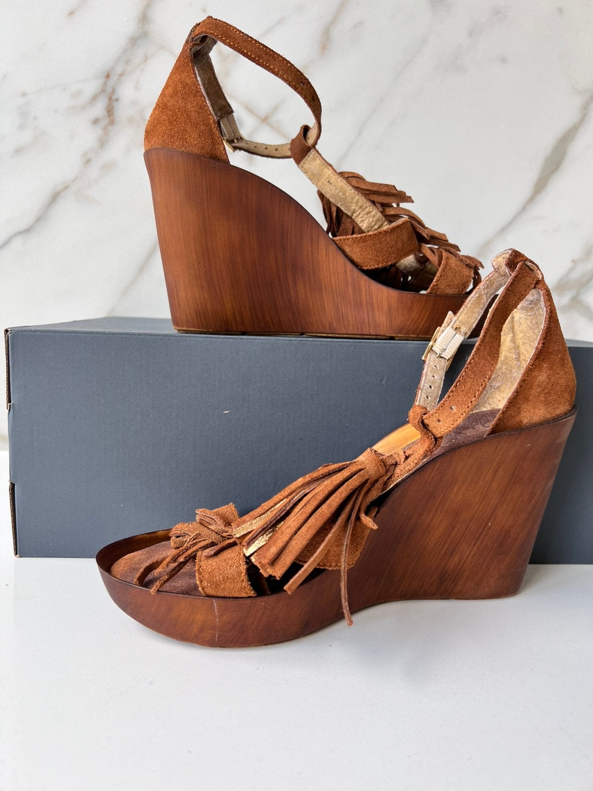 BRONX BOHO STIJL ECHT LEREN COGNAC BRUIN SLEEHAK SANDALEN 39, Bruin, Zo goed als nieuw, Sandalen of Muiltjes, Ophalen of Verzenden