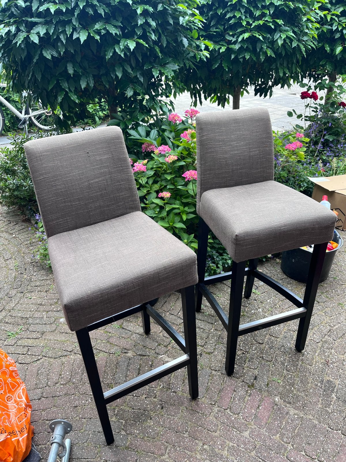 Set van 2 Goossens barkrukken, Huis en Inrichting, Barkrukken, Gebruikt, 90 cm of meer, 2 krukken, Ophalen
