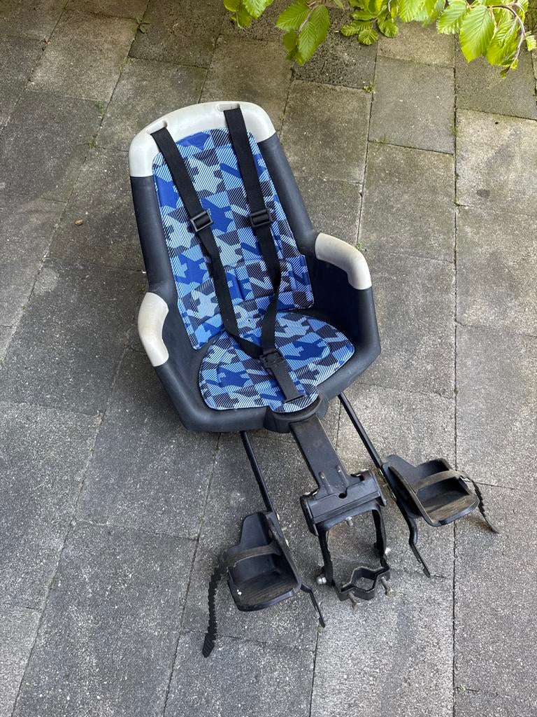 Bobike Achterzitje - Blauw/Zwart met Voetsteuntjes, Ophalen, Achterzitje, 0 t/m 18 kg, Gebruikt