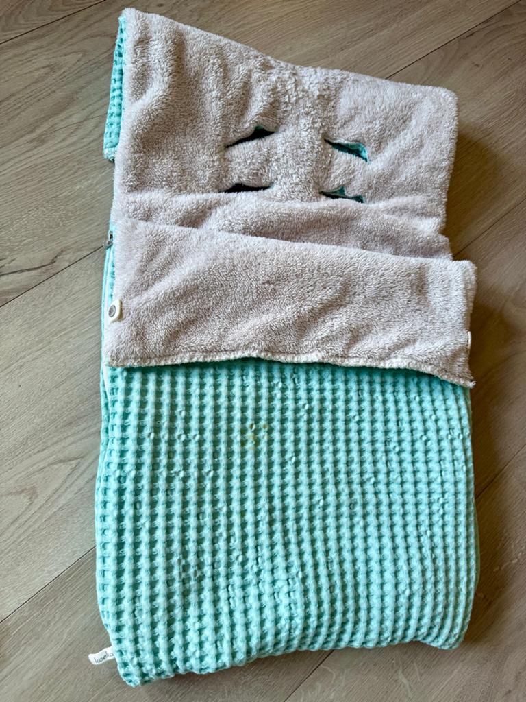 Voetenzak wafel/teddy Oslo (3-puntsgordel) mint/pebble, Ophalen of Verzenden, Gebruikt, Kinderwagen, Overige merken