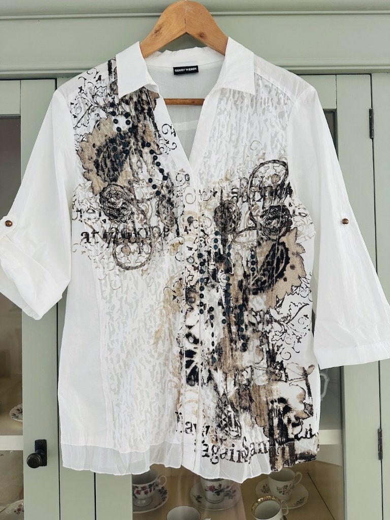Blouse Gerry Weber wit maat 40 zgan, Maat 38/40 (M), Wit, Ophalen of Verzenden, Zo goed als nieuw