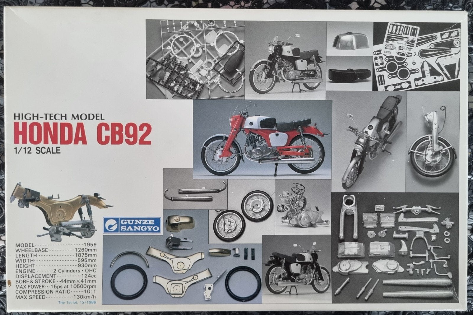 Gunze Sangyo High-Tech Model Honda CB92 1/12 Schaal, Hobby en Vrije tijd, Modelbouw | Auto's en Voertuigen, Overige merken, Nieuw