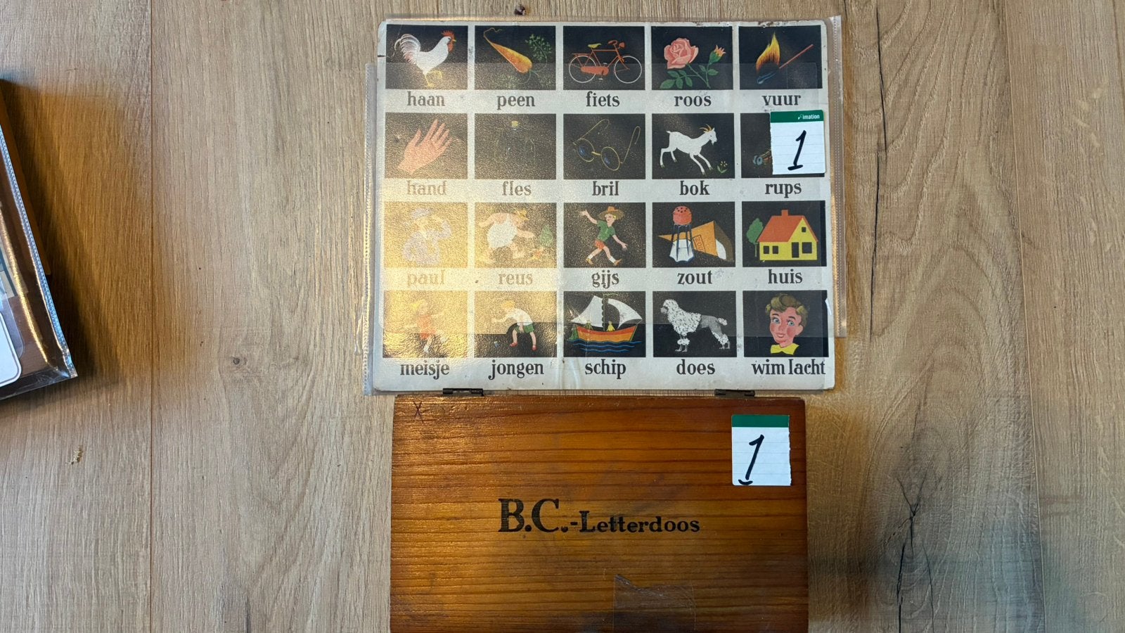 Vintage BC-Letterdoos met leesplankje - Basisschool erfgoed, Ophalen of Verzenden