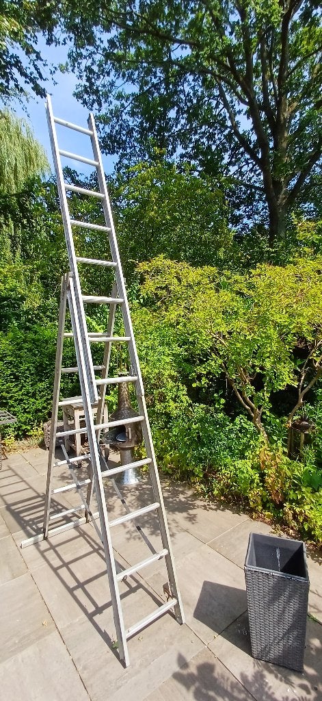 aluminium reform ladder 3 x 8 treden, Ophalen, Gebruikt, Ladder, Opvouwbaar of Inschuifbaar