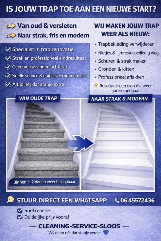 Trapbekleding verwijderen + trap schilderen, Ophalen of Verzenden