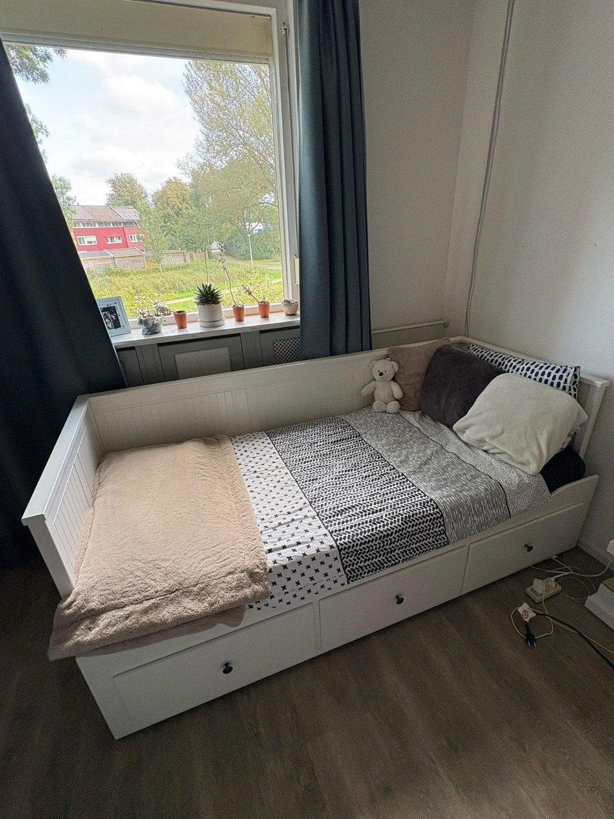 IKEA Hemnes Bedbank met 3 lades - Wit, Ophalen, Wit, Tweepersoons, Zo goed als nieuw