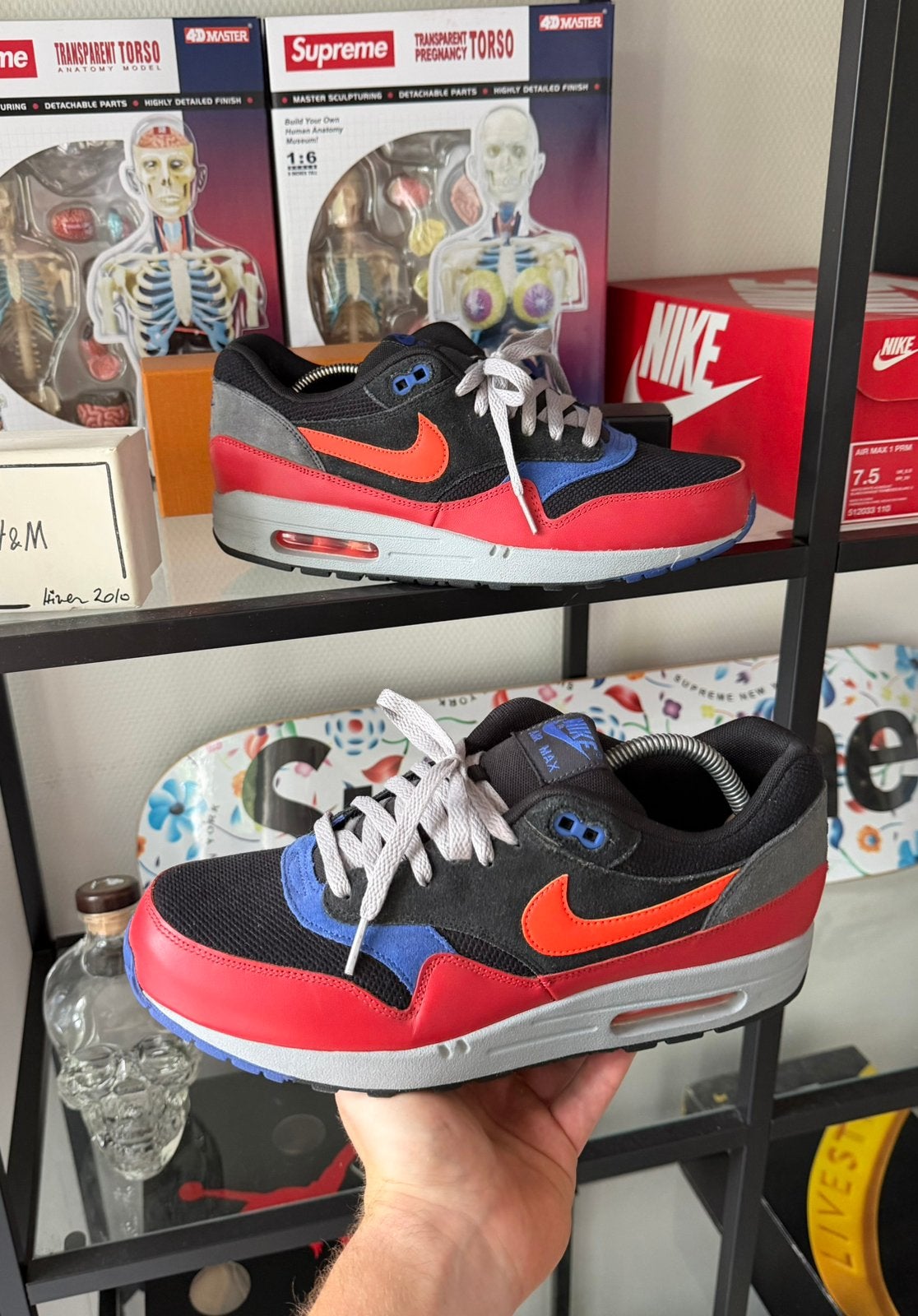 Nike Air Max 1 Black Hyper Crimson, Overige kleuren, Ophalen of Verzenden, Sneakers of Gympen, Zo goed als nieuw
