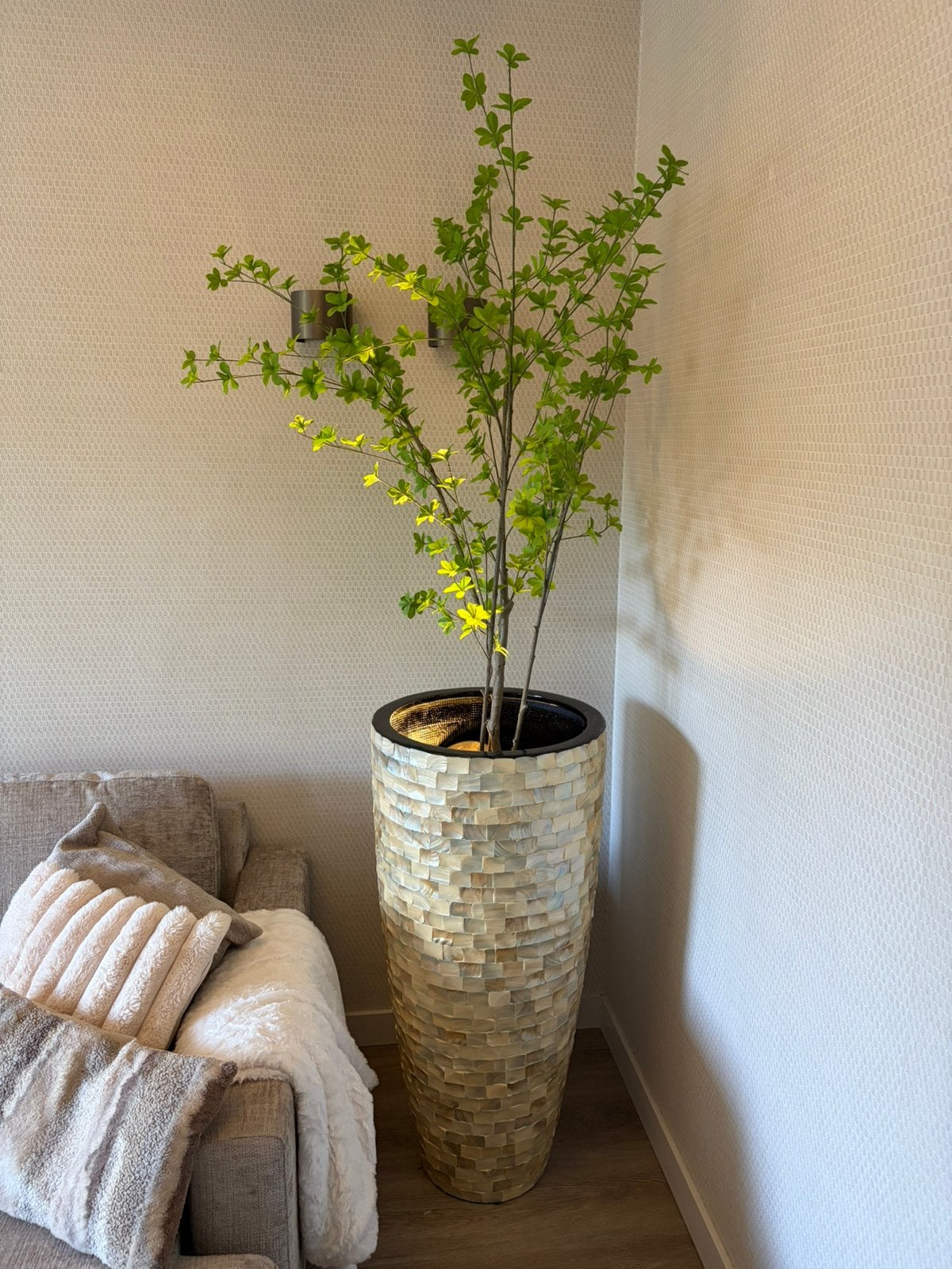 Luxe hoge schelpenvaas designvaas – 100 cm – Ø46 cm, Huis en Inrichting, Woonaccessoires | Vazen, Ophalen, Zo goed als nieuw