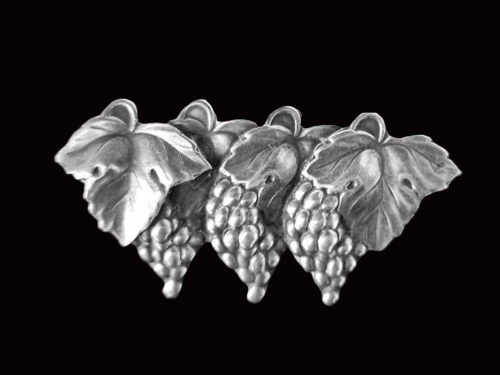 Deense zilveren broche met druiventrossen - Gemerkt - 50s, Ophalen of Verzenden, Zilver, Broche