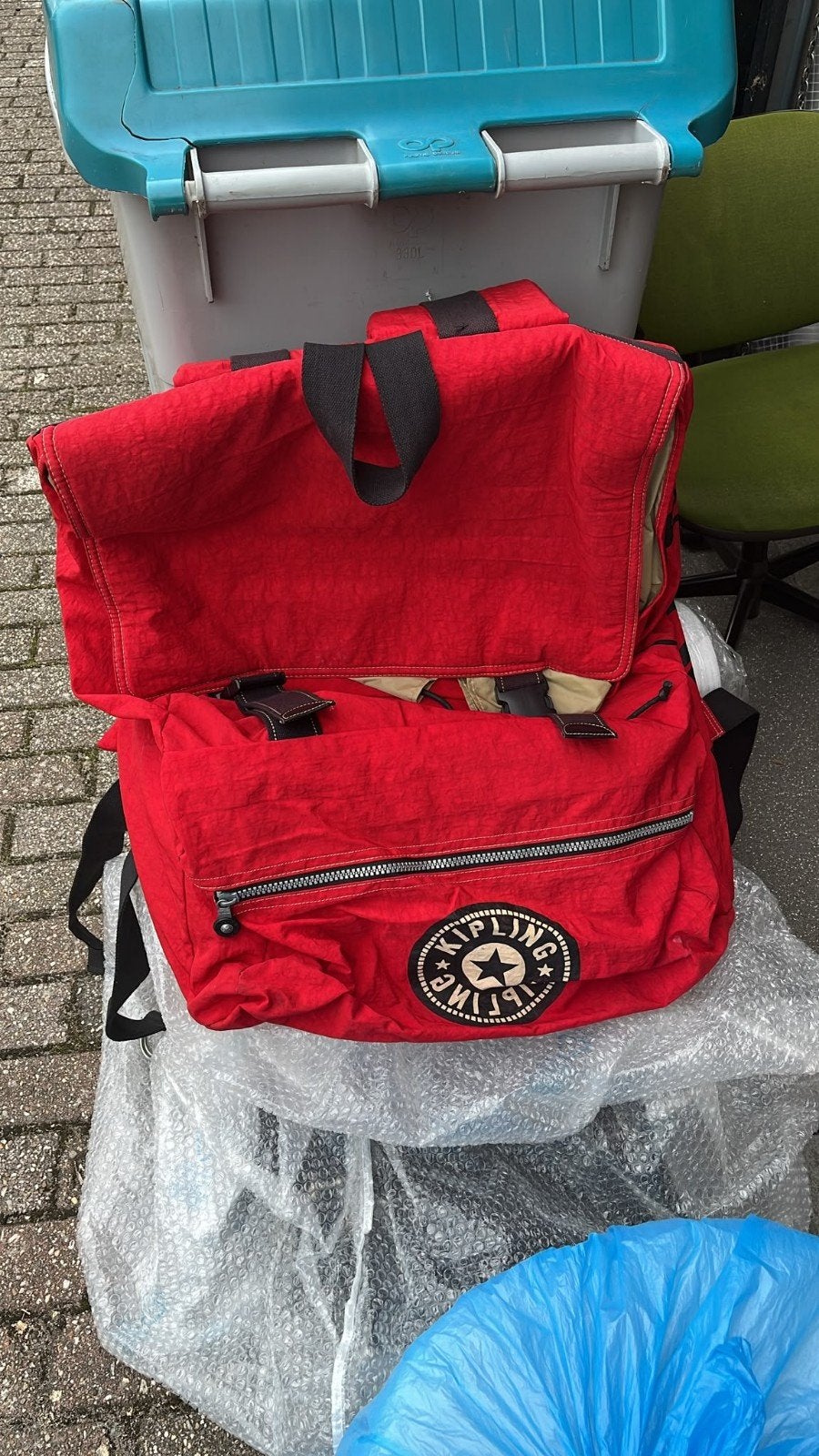Grote rode Kipling tas, 40 cm of meer, Gebruikt, Kipling, Ophalen of Verzenden