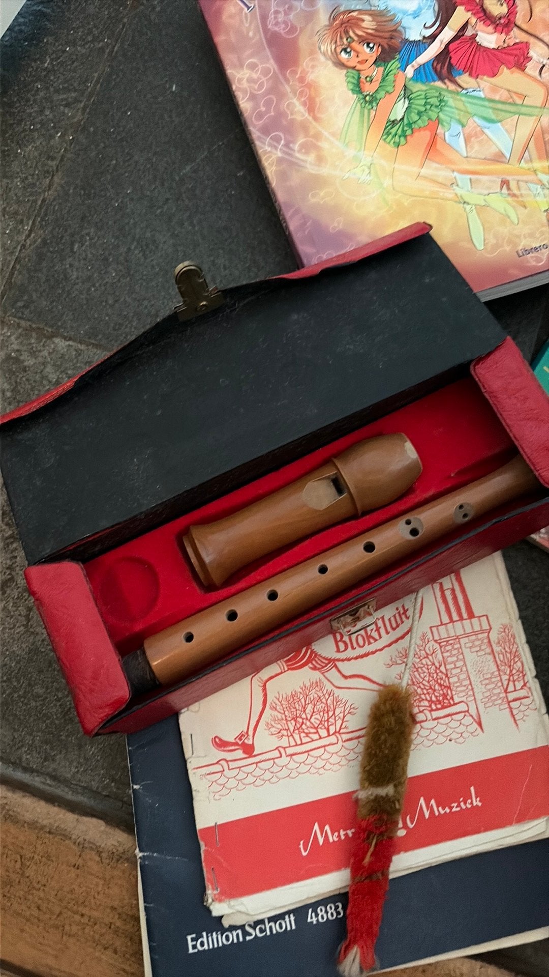 Sopraan blokfluit met een paar muziekboekjes, Ophalen of Verzenden, Zo goed als nieuw, Sopraan of Sopranino