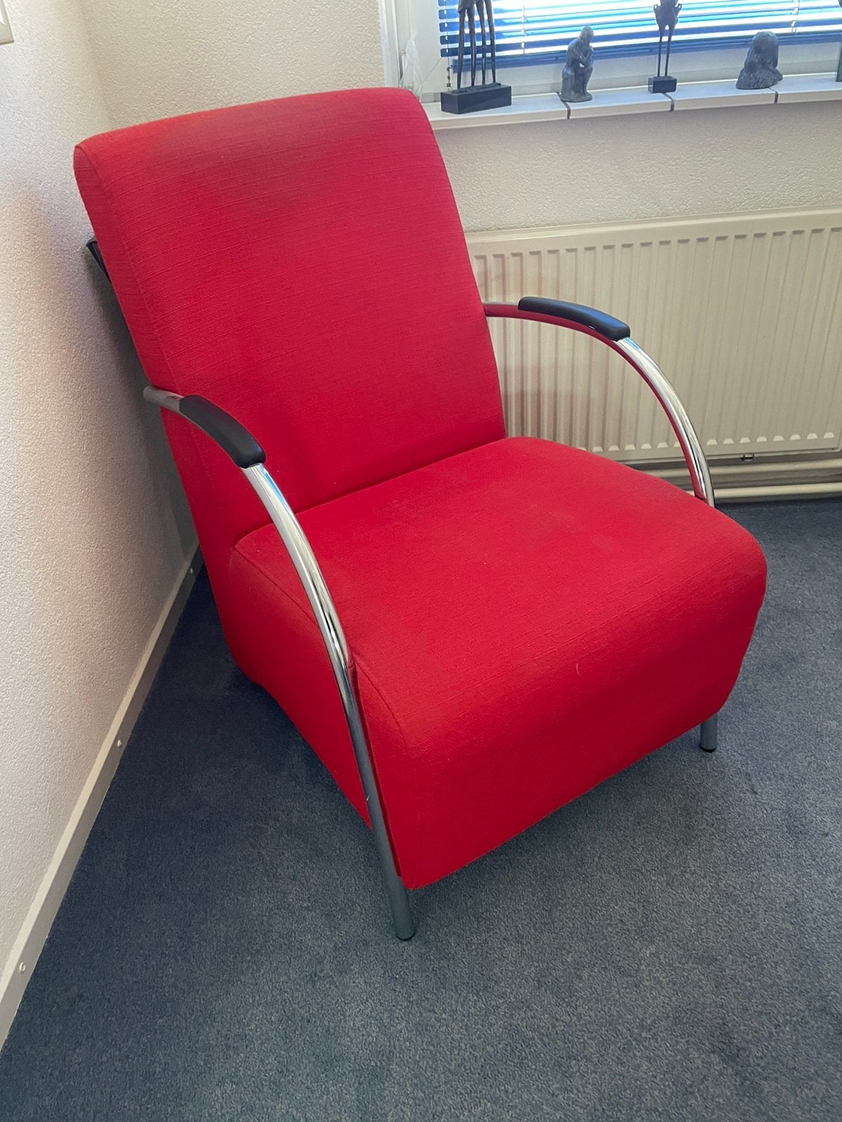 2x rode stoel merk Woood Halifax, Huis en Inrichting, Fauteuils, Ophalen, 75 tot 100 cm, 50 tot 75 cm