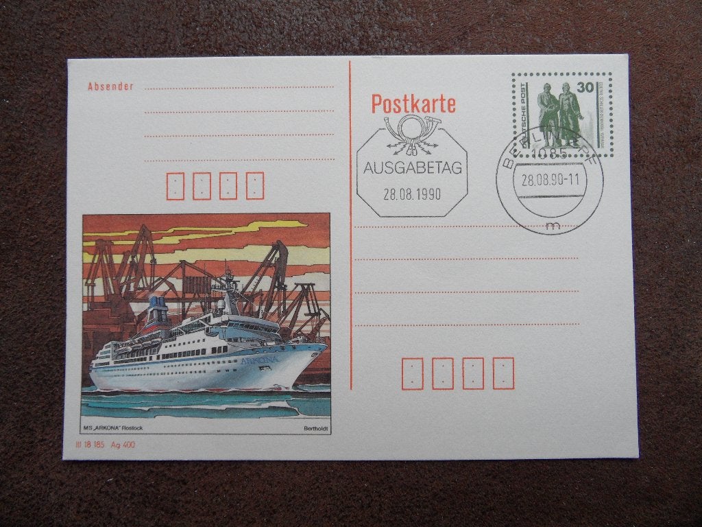 Briefkaart DDR – MS Arkona Rostock, Postzegels en Munten, Ophalen of Verzenden, Briefkaart
