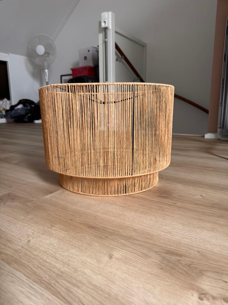 Lampenkap bruin touw gevlochten, Ophalen, Rond, Zo goed als nieuw, Bruin