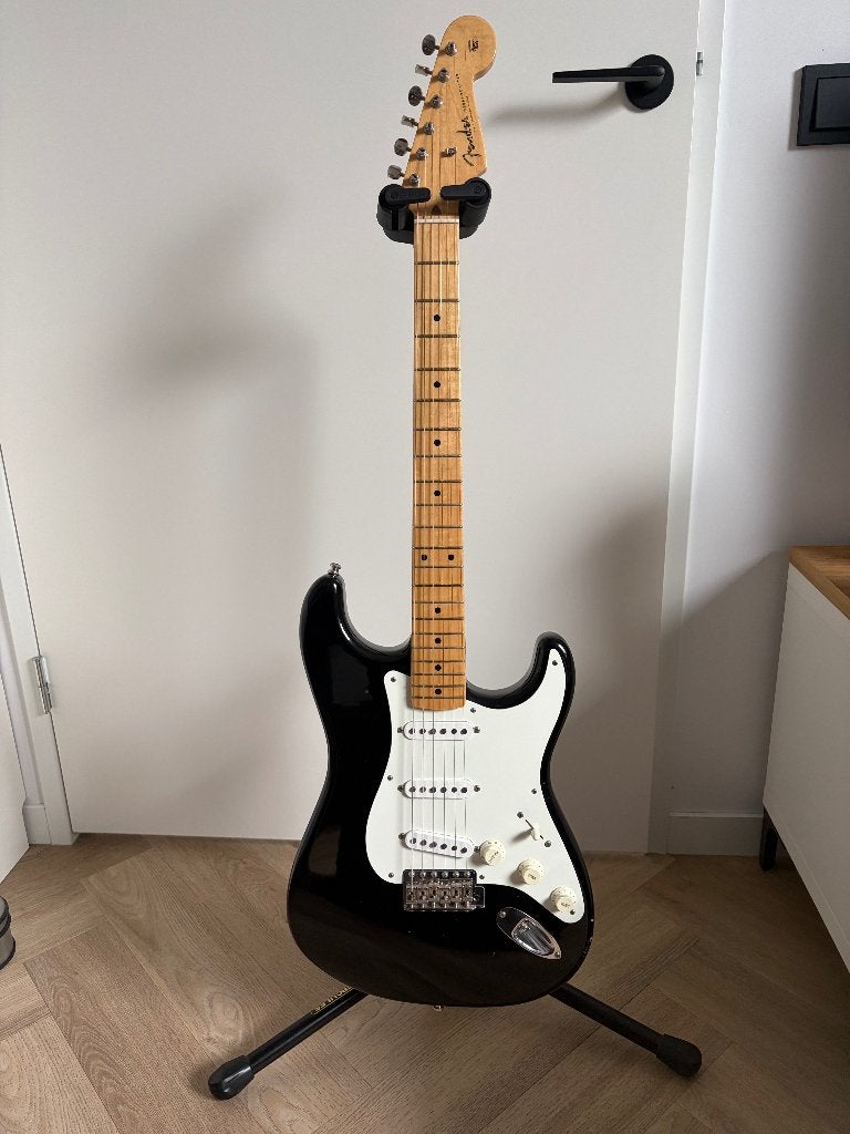 Fender Stratocaster American Vintage ’56, Black, Maple, Case, Ophalen, Zo goed als nieuw, Solid body, Fender