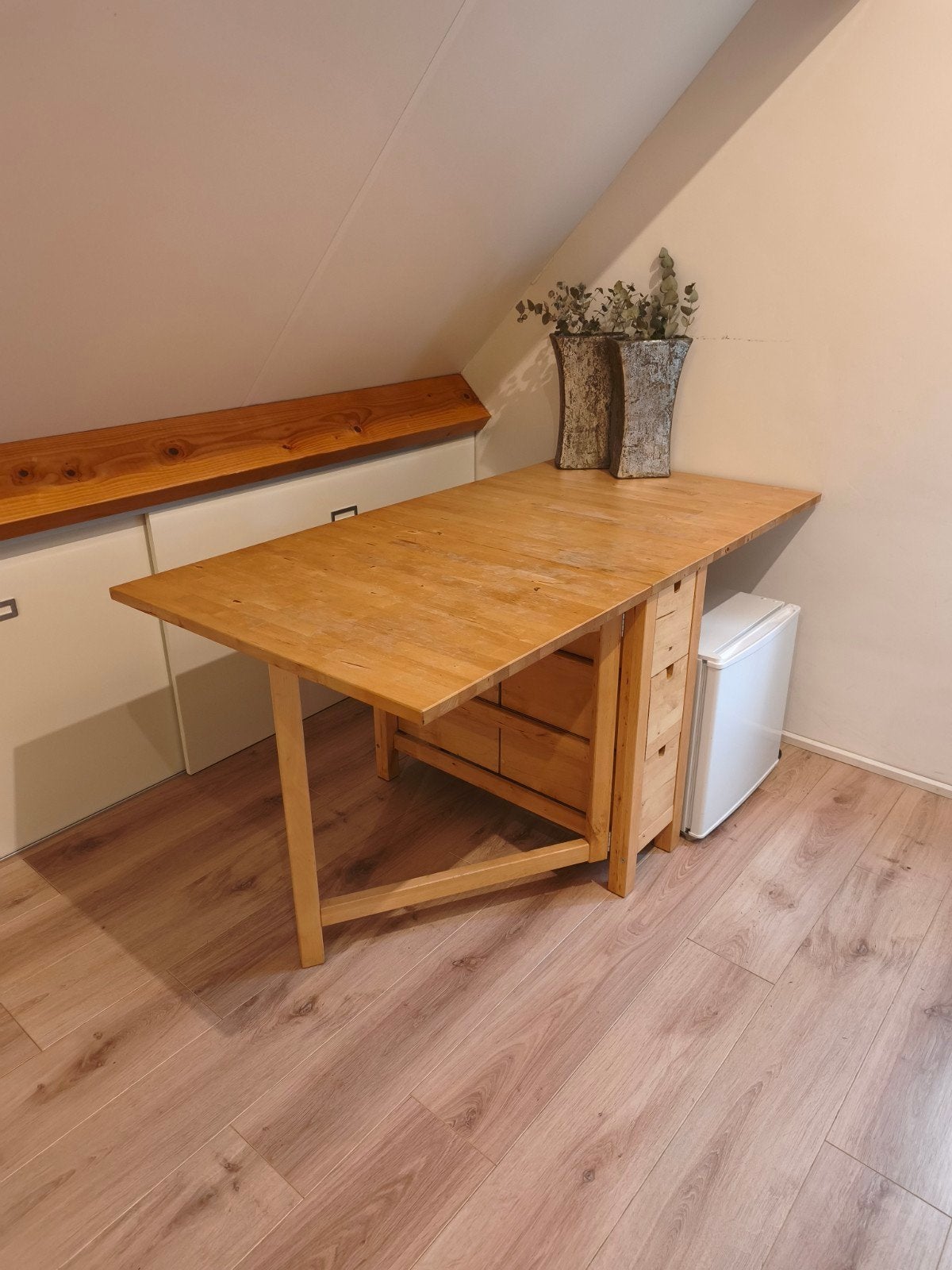 Ikea norden Uitklapbare/klaptafel houten tafel met lades, Huis en Inrichting, Ophalen, Gebruikt, 100 tot 150 cm, 50 tot 100 cm