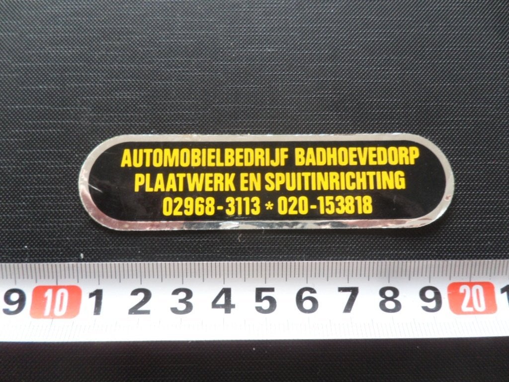 sticker Automobielbedrijf Badhoevedorp Plaatwerk spuitinrich, Ophalen, Zo goed als nieuw