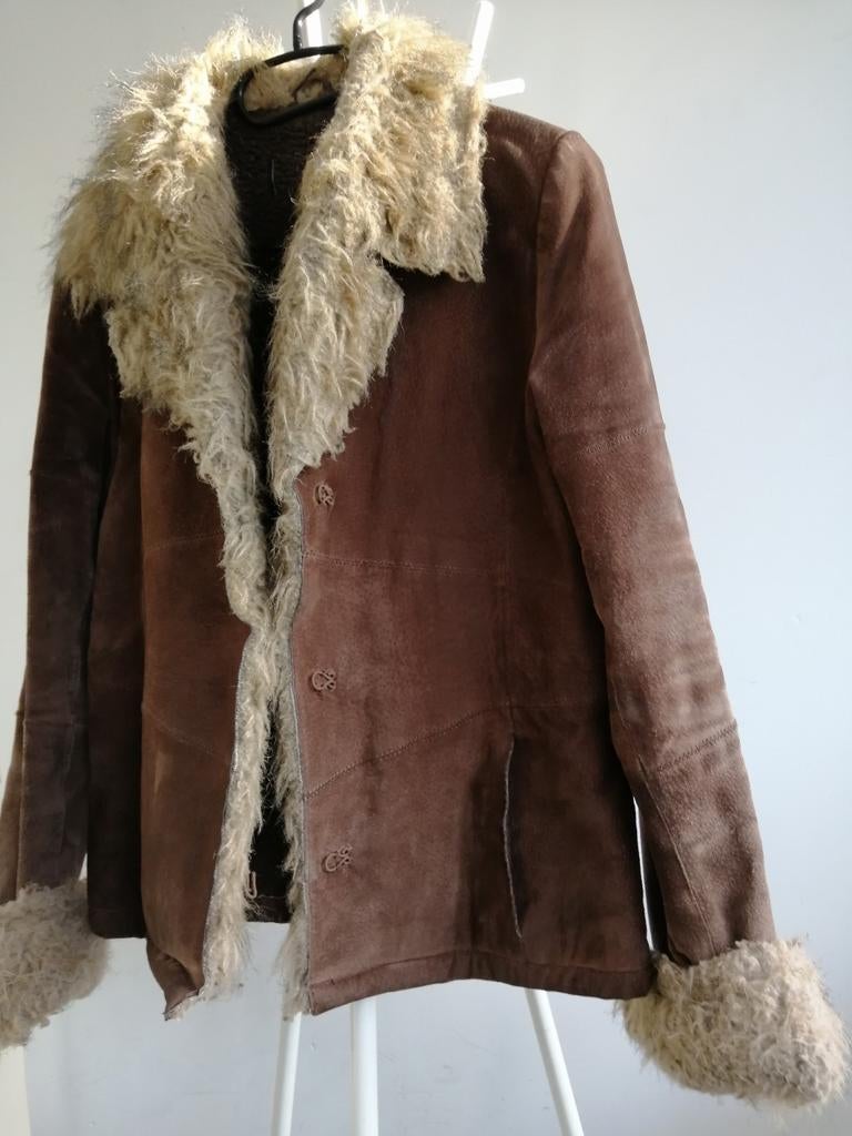 Leuke suede jas, maat S, Ophalen of Verzenden, Gedragen, Maat 36 (S), Bruin