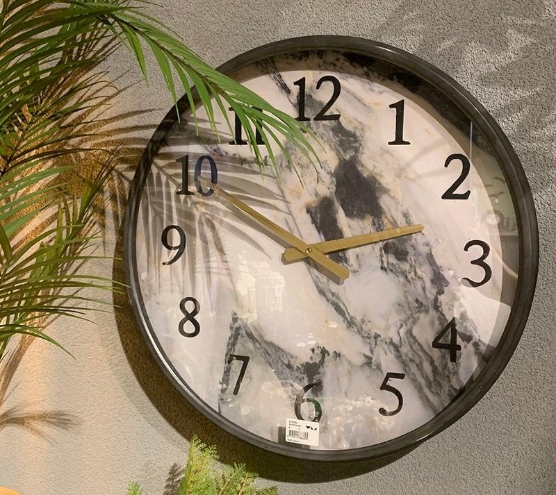 Wandklok rond 51 cm met marmer print, Ophalen of Verzenden, Nieuw, Analoog, Wandklok