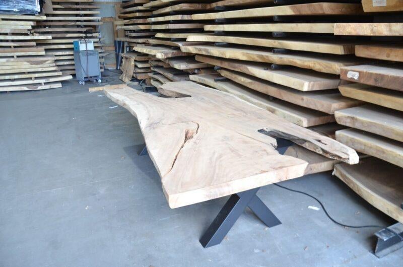 suar boomstamtafel 300 cm-  BT190 – eettafel – tuintafel, 100 tot 150 cm, Verzenden, Overige houtsoorten, Rechthoekig