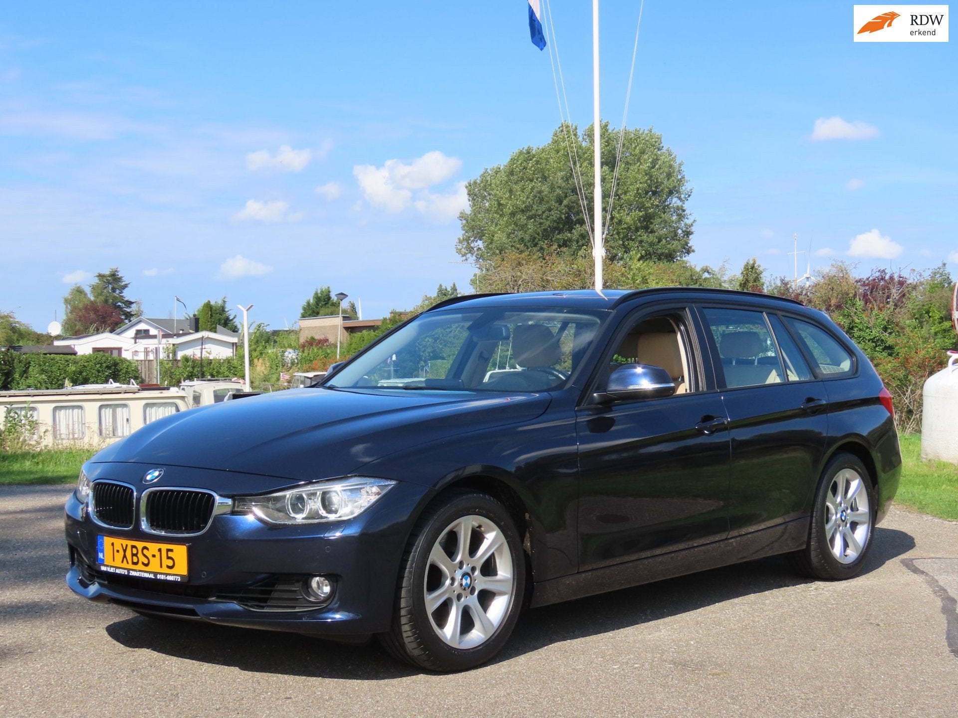 BMW 3-serie Touring 328i High Executive *Leer *Navi *245PK, Auto's, Gebruikt, Beige, 4 cilinders, Blauw