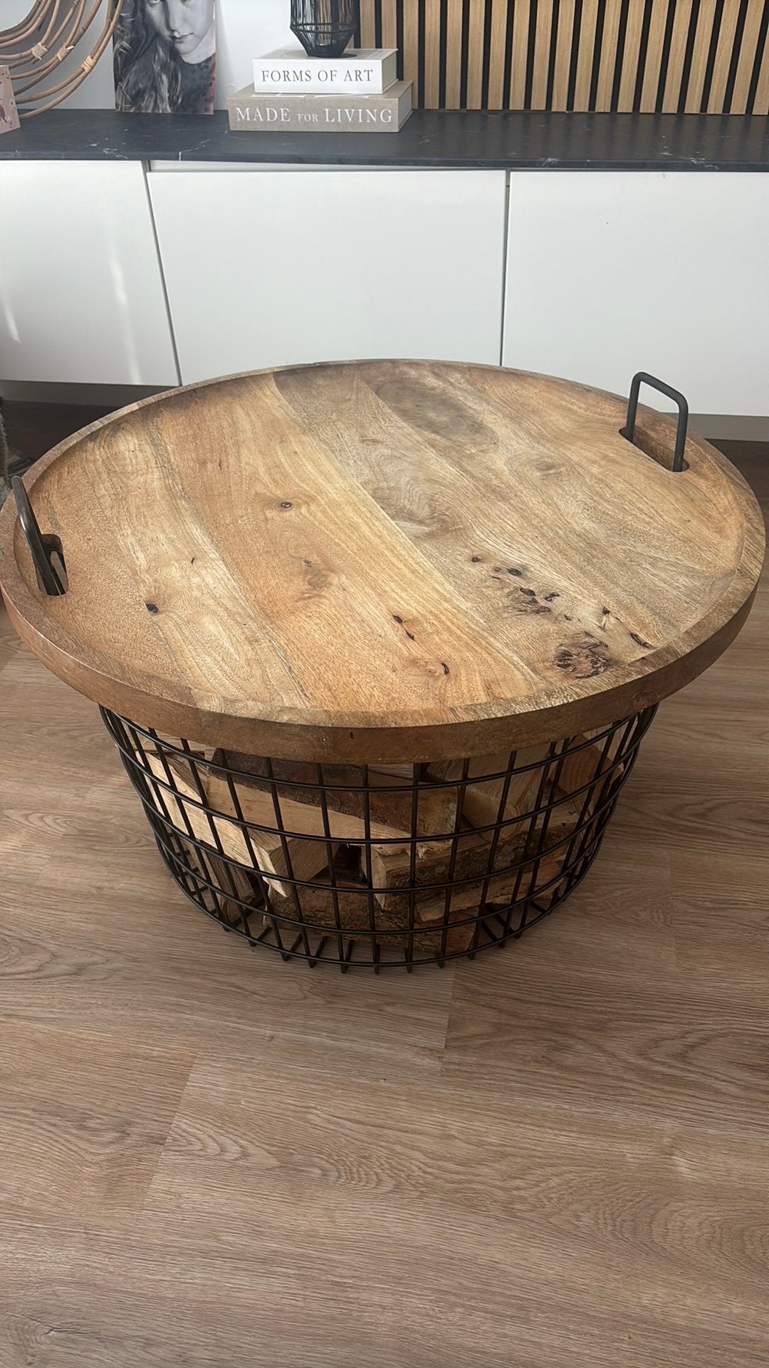 Salontafel, Ophalen, Met deksel, Rond, Zo goed als nieuw