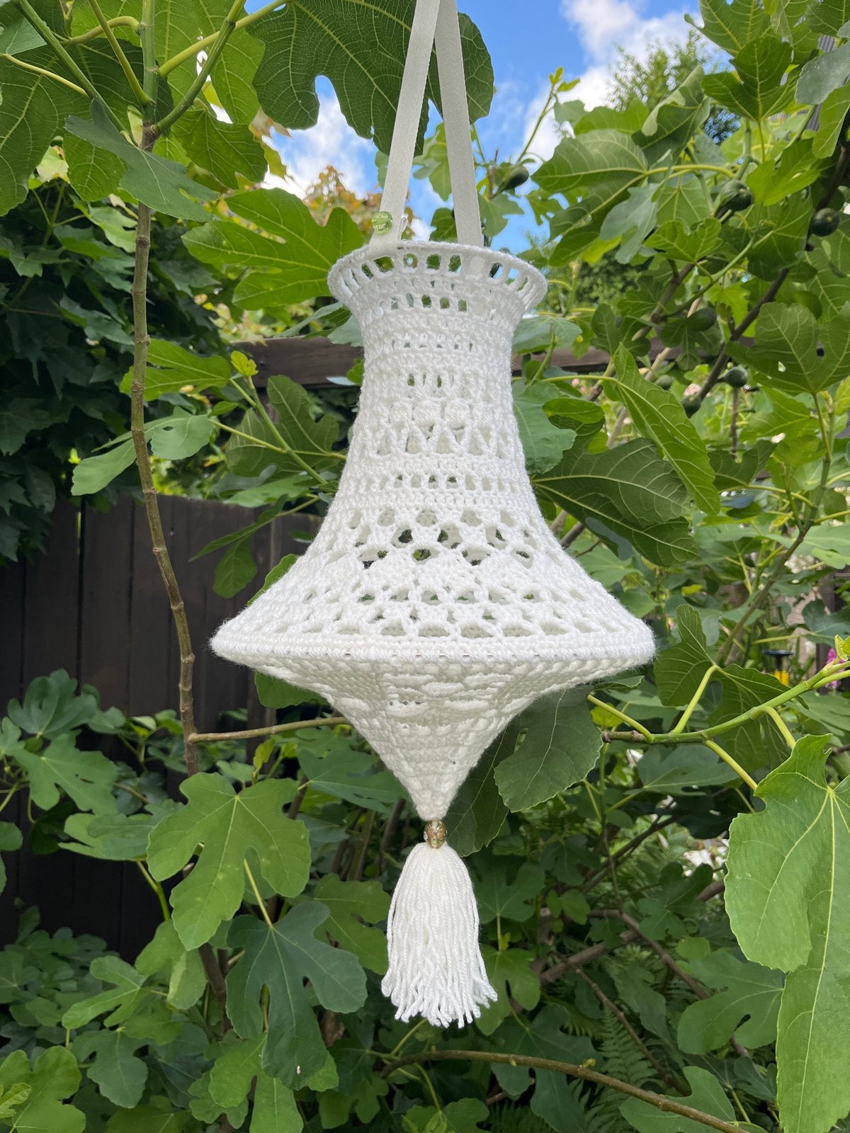 Gehaakte lampion van acryl - Sfeervolle decoratie, Overige stijlen, Nieuw, Ophalen of Verzenden, Wit