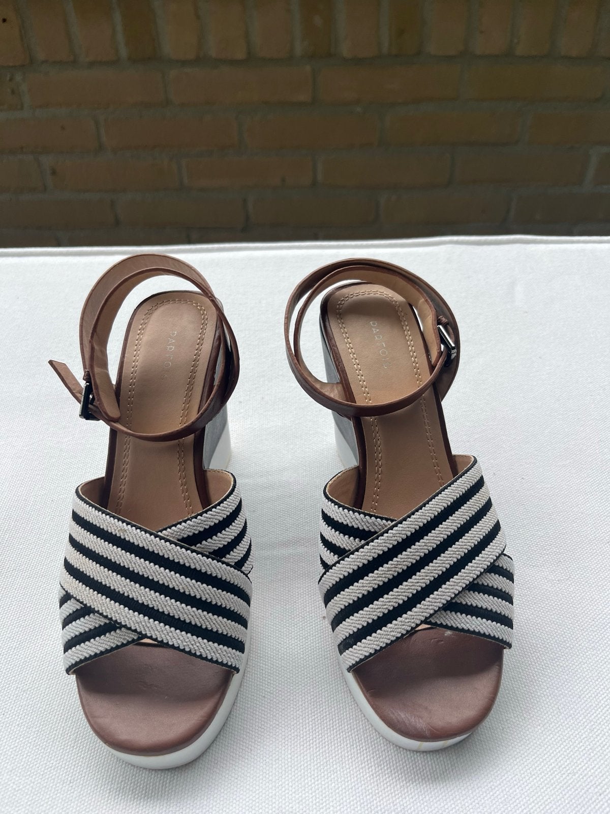 Pardoes Espadrilles Maat 37 - Donkerblauw/Wit met Enkelbandj, Ophalen of Verzenden, Gedragen, Blauw, Espadrilles of Moccasins