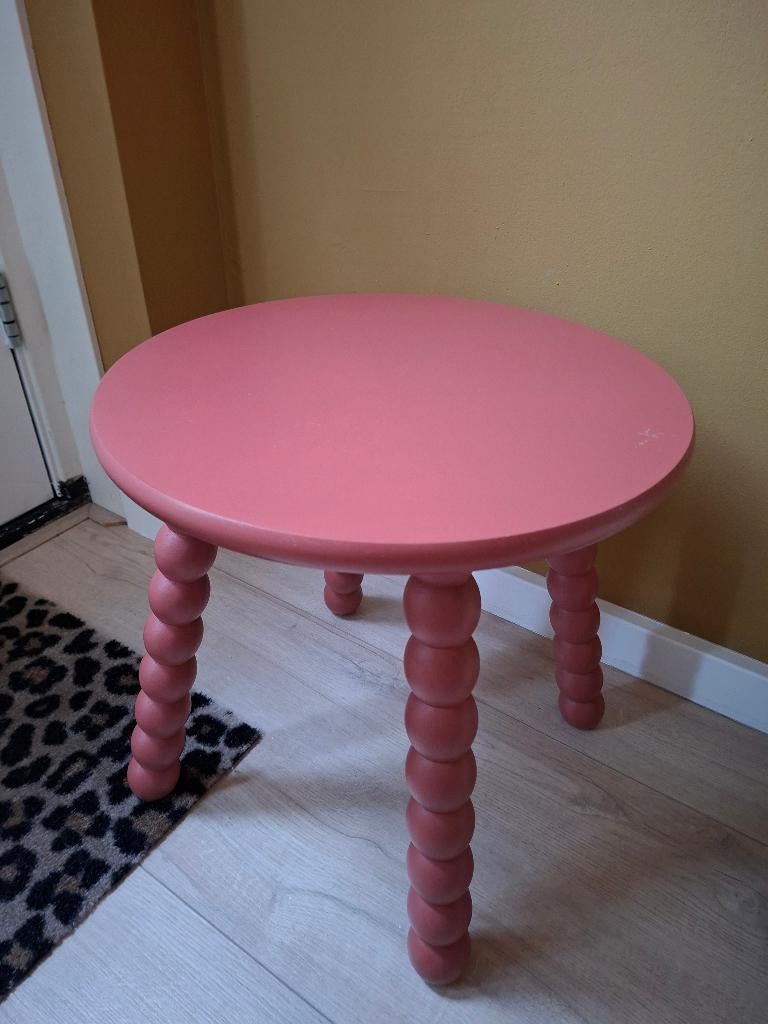 Bijzettafel, Huis en Inrichting, Tafels | Bijzettafels, Minder dan 55 cm, Rond, Zo goed als nieuw, Ophalen