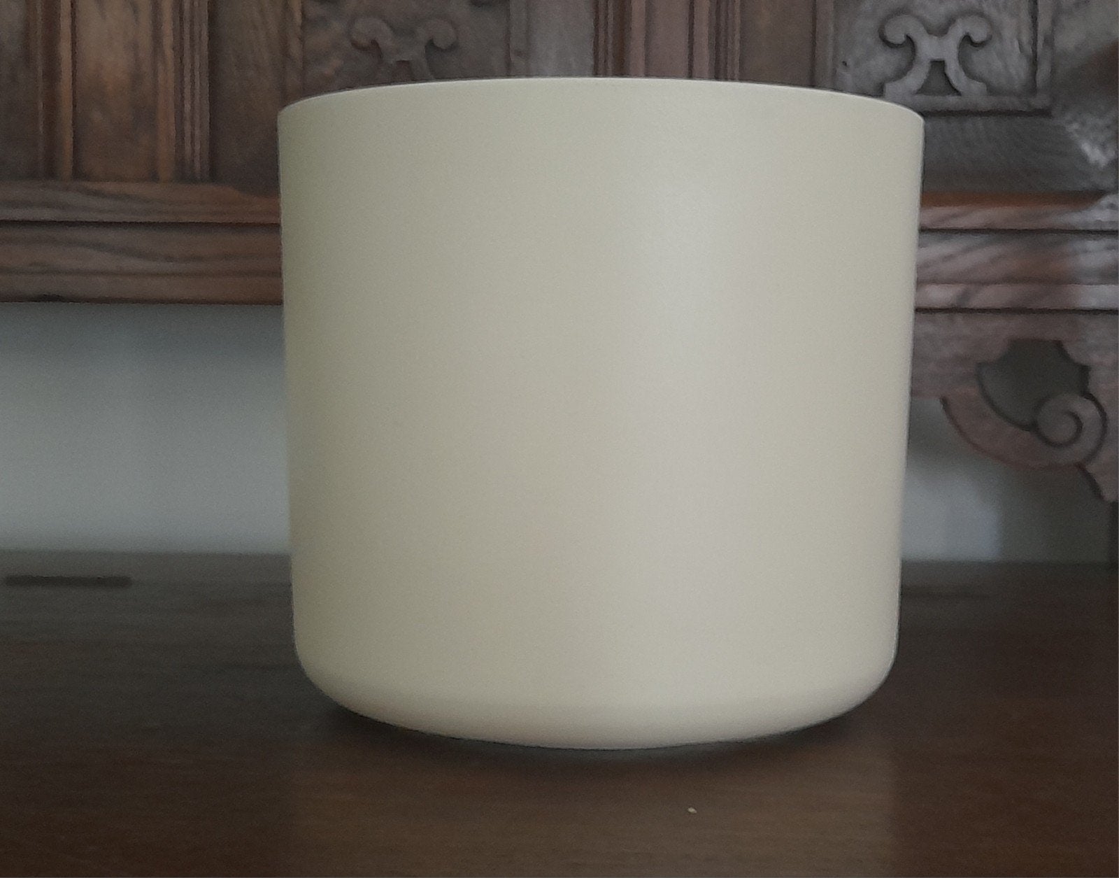 Vintage: chique mat witte Ypma Made in Holland pot RAL 9020, Kunststof, Rond, Ophalen of Verzenden, Minder dan 40 cm