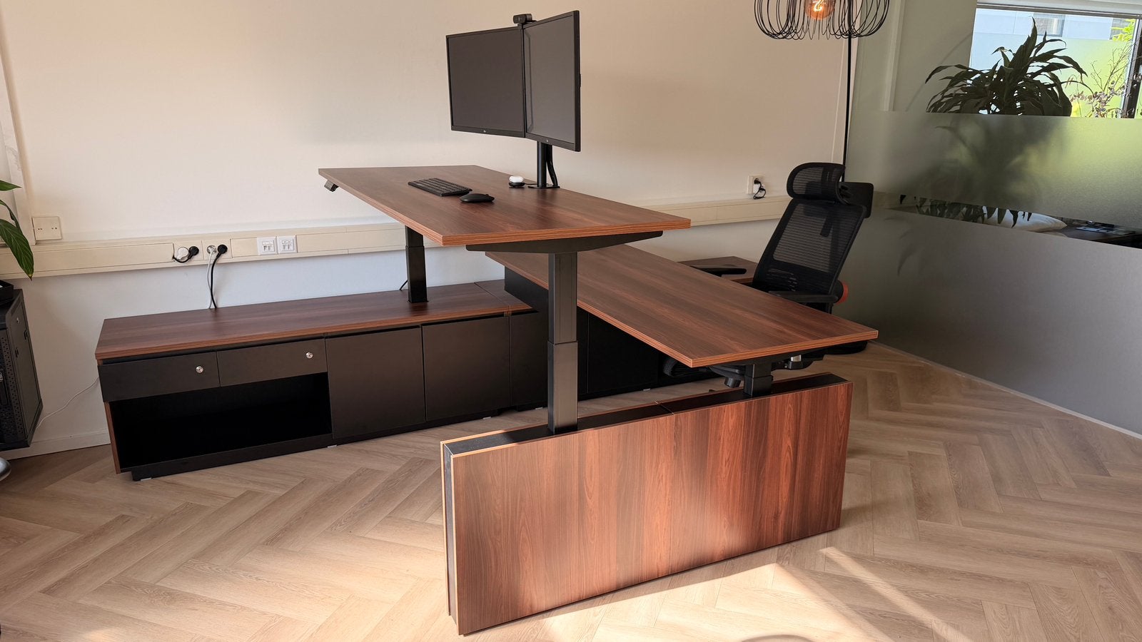 NIEUW in doos! Directiebureau sta-zit bureau set van 2 stuks, Ophalen of Verzenden, Scheidingswand, Nieuw