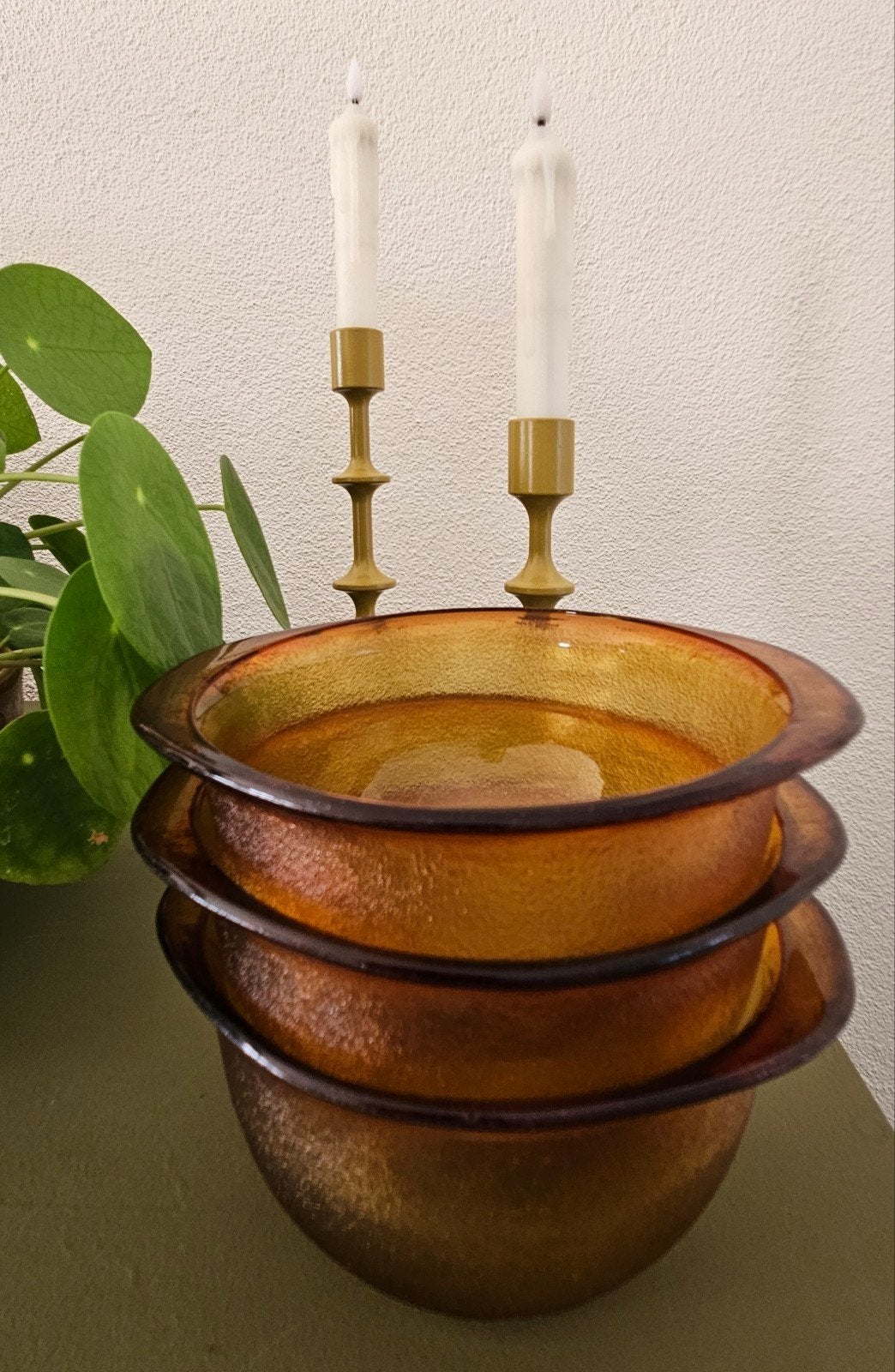3 Vintage Arcoroc Sierra Amberkleurige Soepkommen, Ophalen of Verzenden, Huis en Inrichting