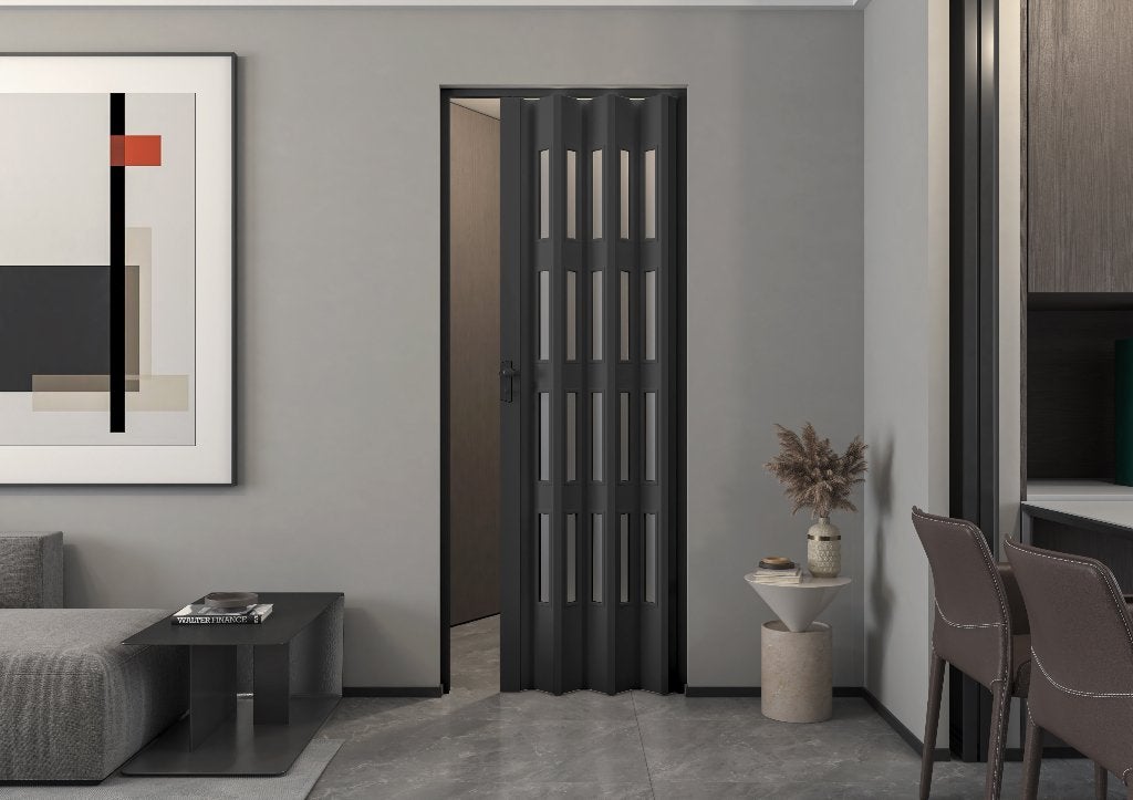 SALE Balci Yara vouwdeur met glas 3 kleurenBxH 87x214 cm, Ophalen of Verzenden, Nieuw, Zwart