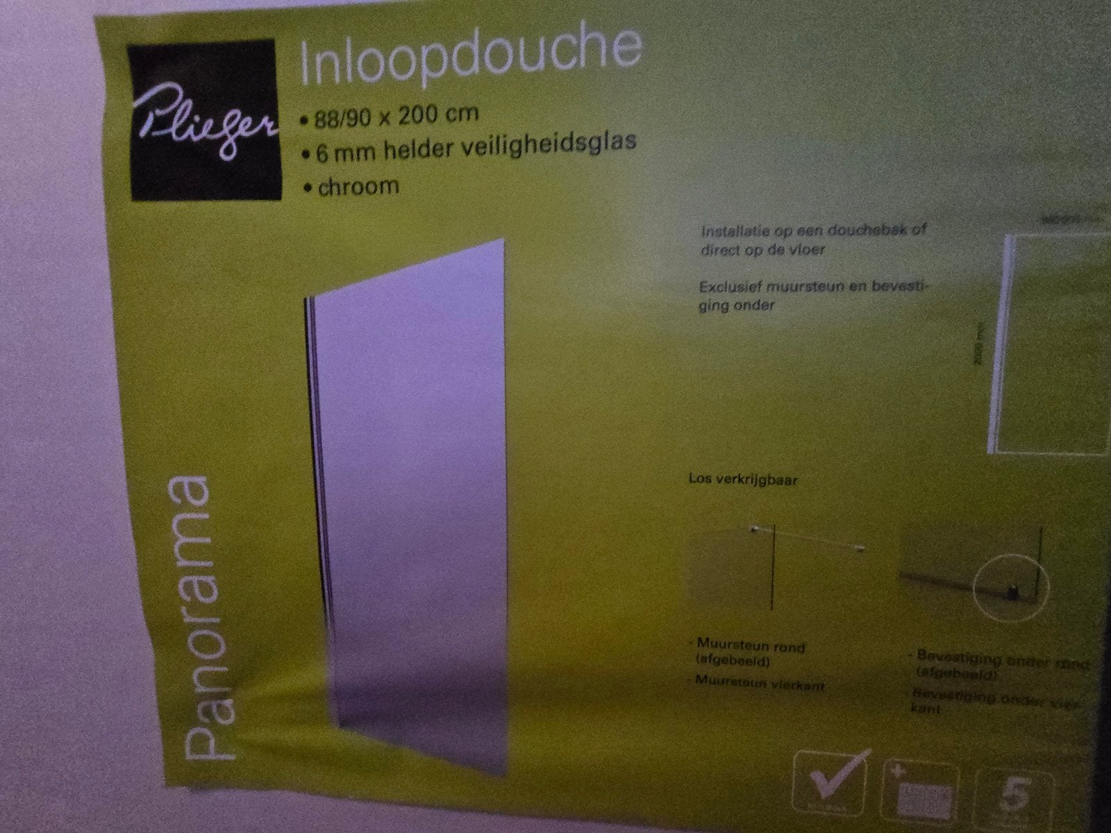 inloopdouche 88/90/200 6mm, Ophalen, Zo goed als nieuw