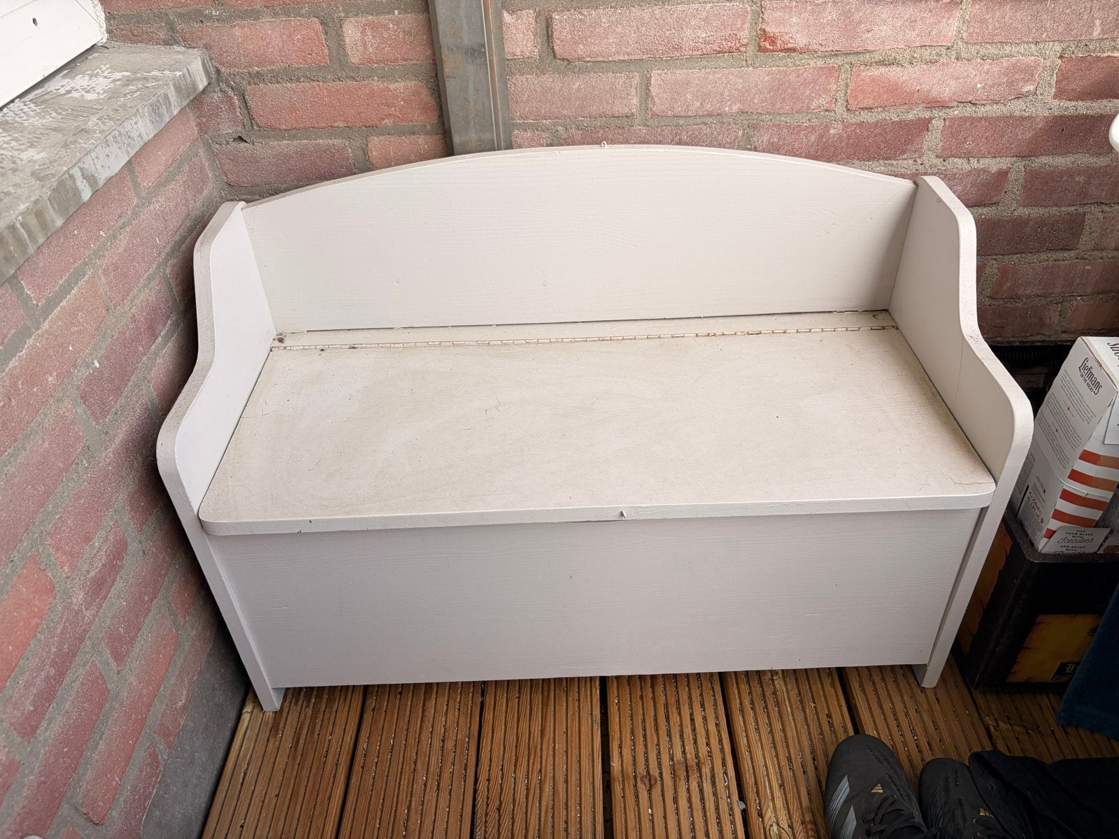 Beige opbergbank 80x35x50 cm, Ophalen, Gebruikt, 50 tot 100 cm, 75 tot 100 cm